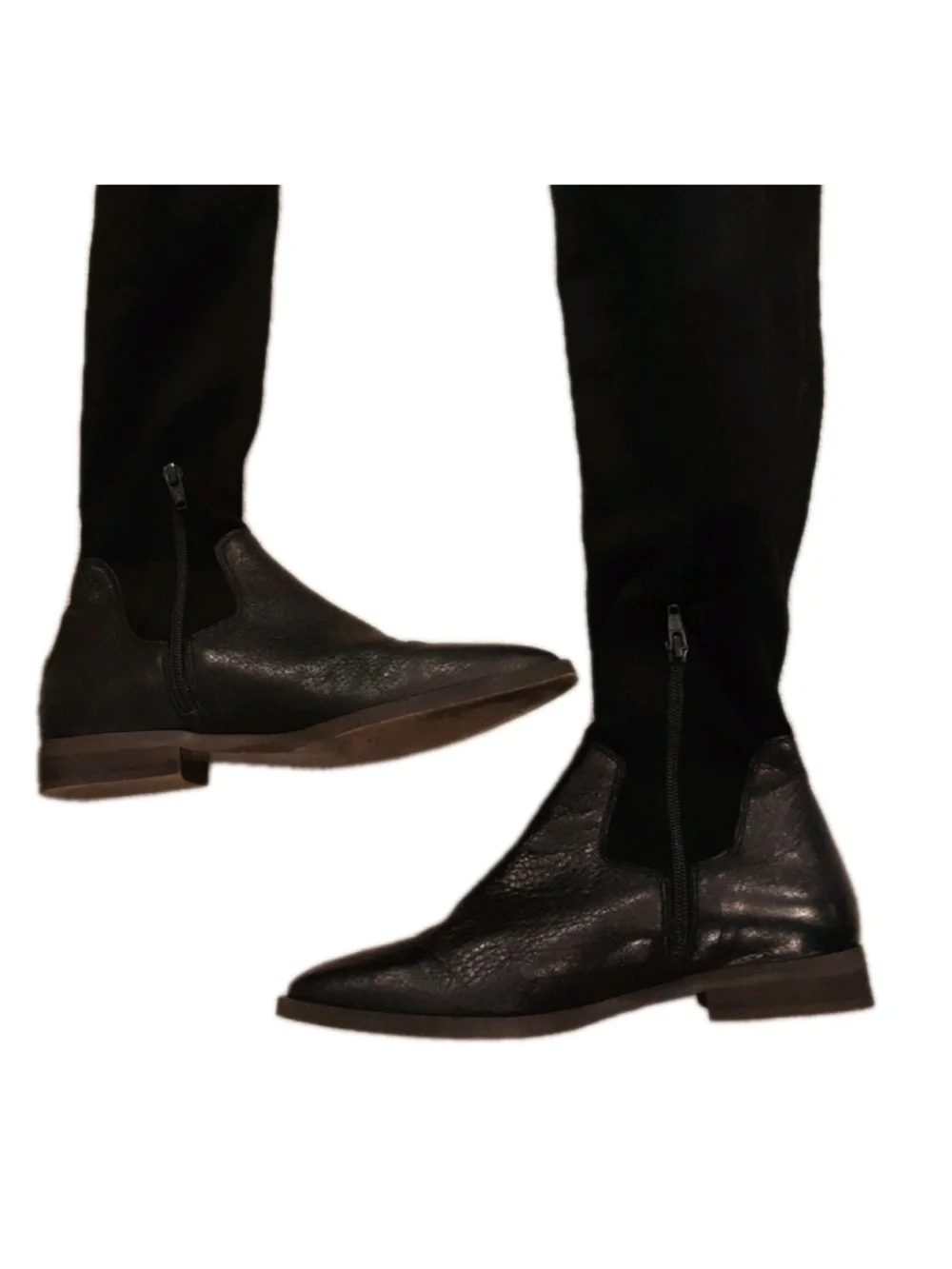 FREE PEOPLE-BICOASTAL Over Knee Boots-Black- Low Heel-Zip & Tie Sz 36/6